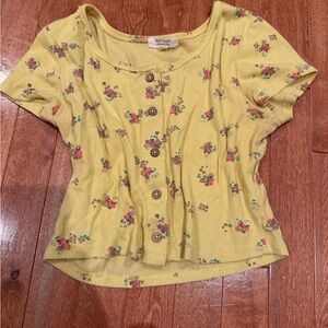 Heart Hips Yellow Floral Top